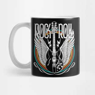 Distressed Vintage Retro 80s Rock & Roll Music Guitar Wings Mug